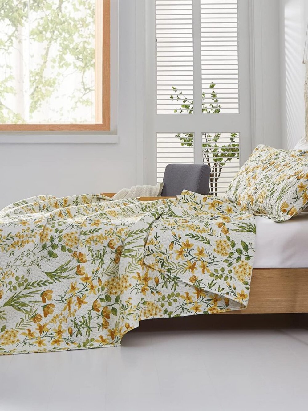 Floral Quilt Sets Full/Queen Size Reversible Countryside Bedspread Coverlets Lig - Picture 3 of 7